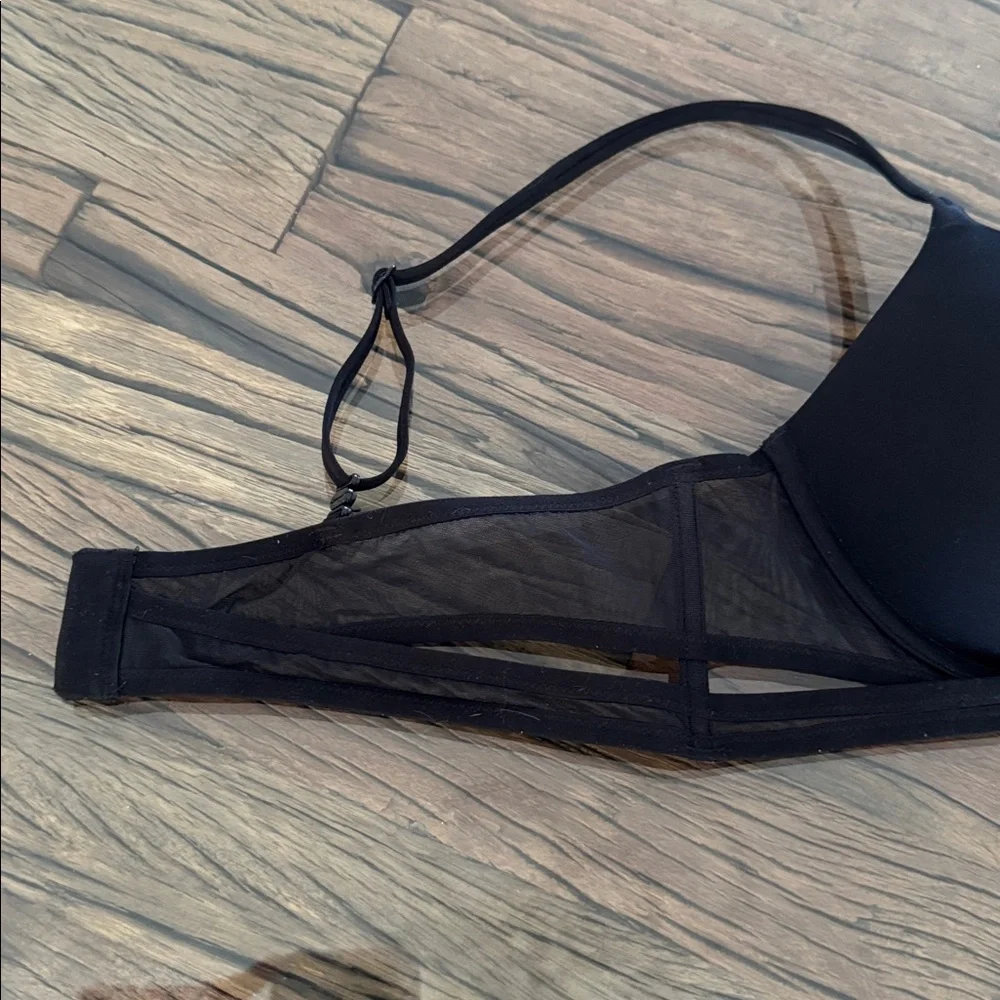 Victoria's Secret Very Sexy Black Satin Caged Mesh Double-Strap Push up Bra 36B